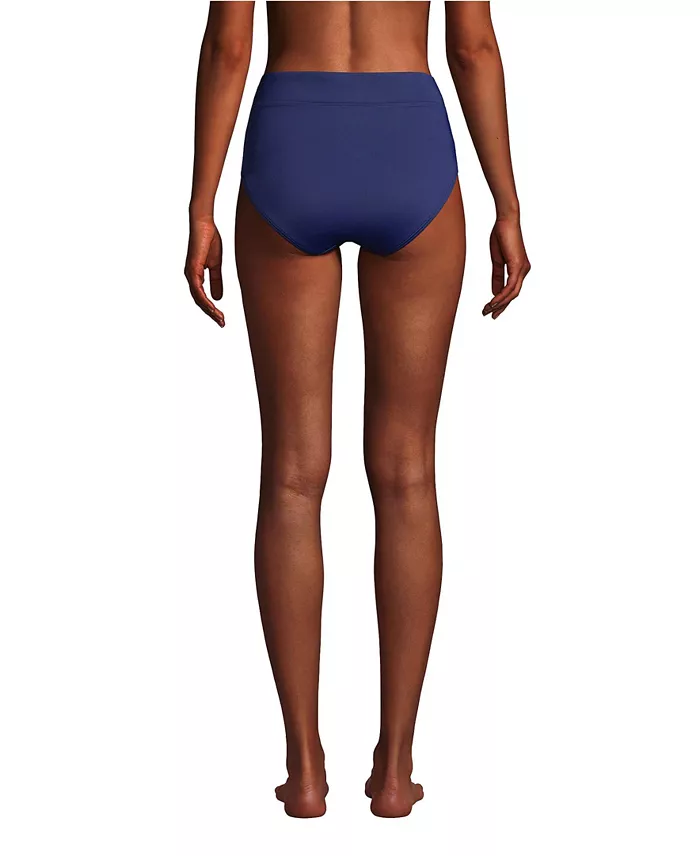 Lands' End Women's High Waisted Bikini Swim Bottoms Women's Fashion Shoes & Accessories
