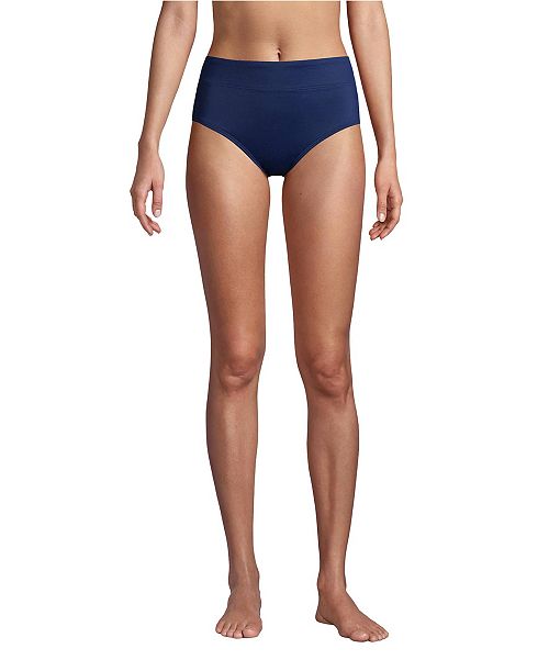 Lands' End Women's High Waisted Bikini Swim Bottoms Women's Fashion Shoes & Accessories