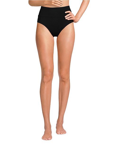 Lands' End Women's Pinchless High Waisted Bikini Bottoms Women's Fashion Shoes & Accessories