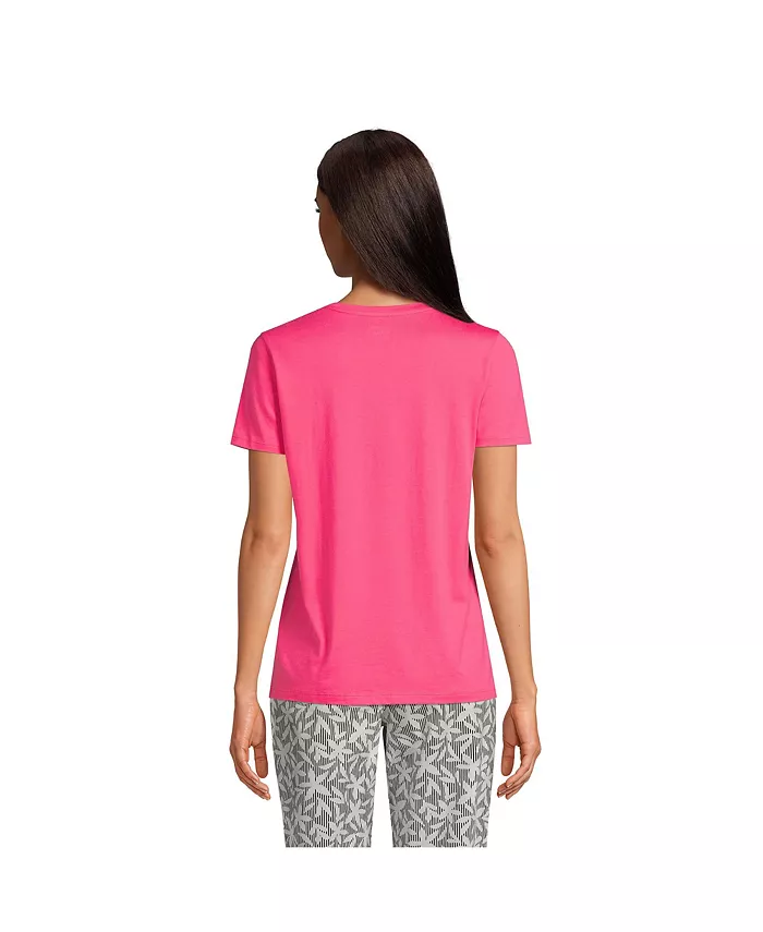 Lands' End Women's Relaxed Supima Cotton V-Neck T-Shirt Women's Fashion Shoes & Accessories