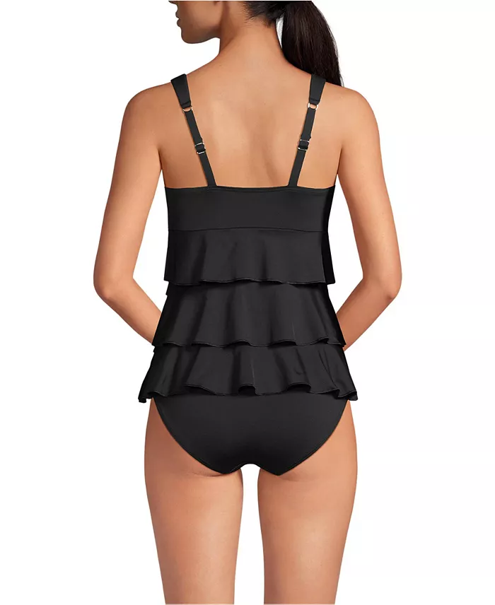 Lands' End Women's Ruffle Fauxkini One Piece Swimsuit Women's Fashion Shoes & Accessories