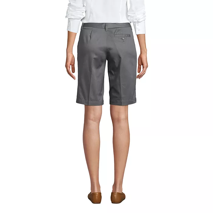 Lands' End Women's School Uniform Plain Front Blend Chino Shorts Women's Fashion Shoes & Accessories