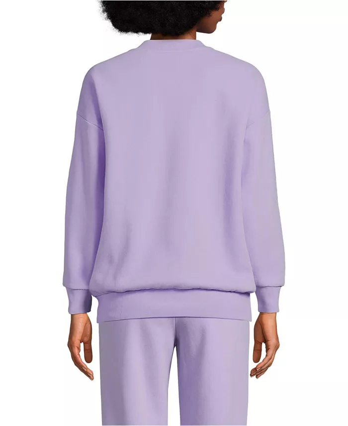 Lands' End Women's Serious Sweats Oversized Long Sleeve Crew Neck Sweatshirt - Set Top Women's Fashion Shoes & Accessories