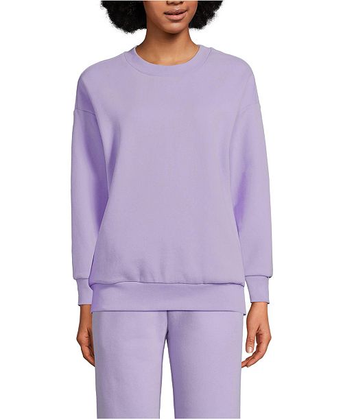 Lands' End Women's Serious Sweats Oversized Long Sleeve Crew Neck Sweatshirt - Set Top Women's Fashion Shoes & Accessories