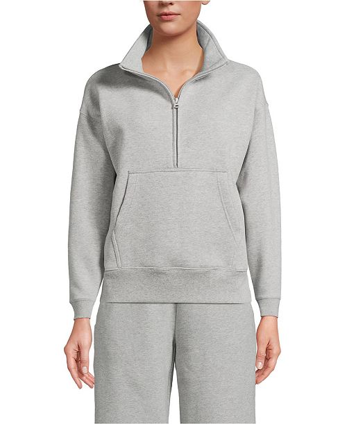 Lands' End Women's Serious Sweats Relaxed Long Sleeve Half Zip Sweatshirt - Set Top Women's Fashion Shoes & Accessories