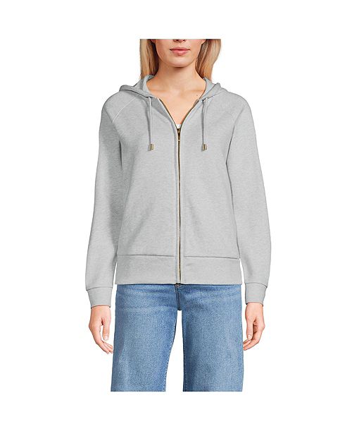 Lands' End Women's Serious Sweats Relaxed Long Sleeve Full Zip Hoodie Sweatshirt Women's Fashion Shoes & Accessories