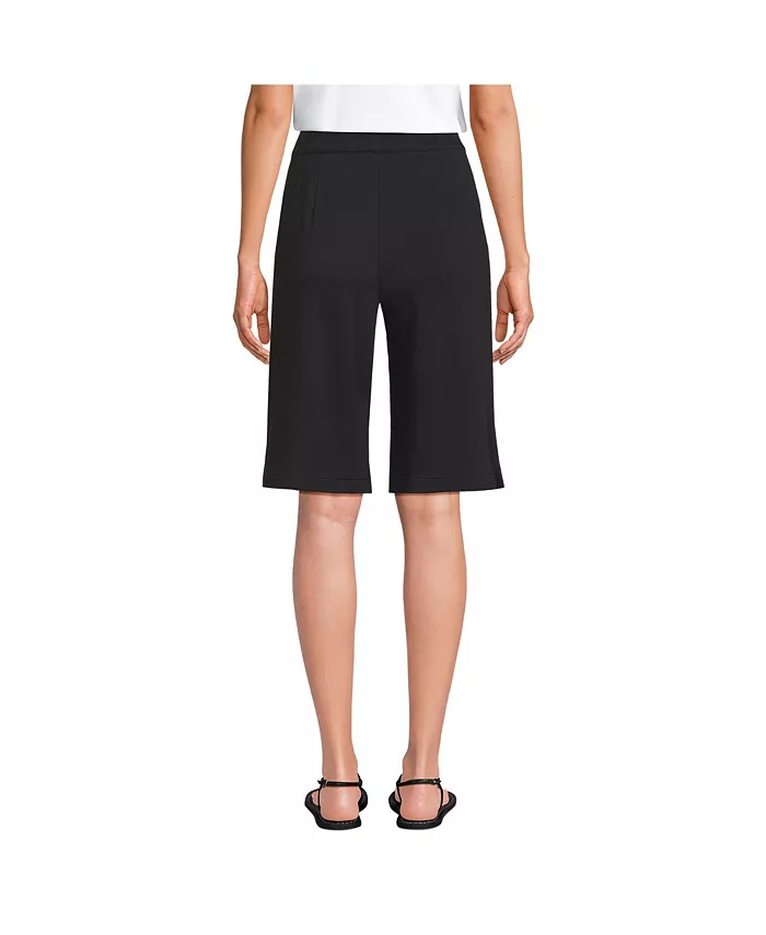 Lands' End Women's Sport Knit High Rise Pleated 12" Bermuda Shorts Women's Fashion Shoes & Accessories