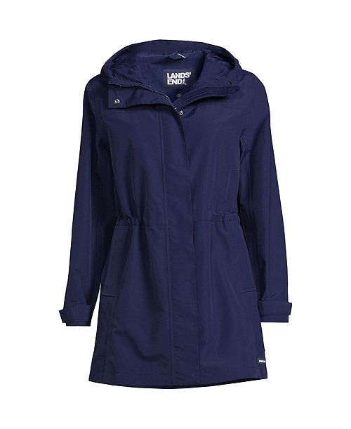 Lands' End Women's Squall Hooded Waterproof Raincoat Women's Fashion Shoes & Accessories