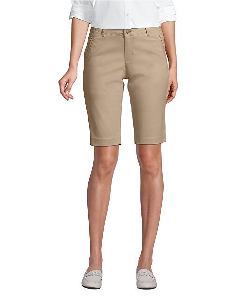 Lands' End Women's Stretch Chino Bermuda Shorts Women's Fashion Shoes & Accessories