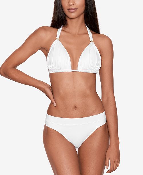 Lauren Ralph Lauren Beach Club Solid Molded Cup Halter Bikini Top & Bottom Women's Fashion Shoes & Accessories