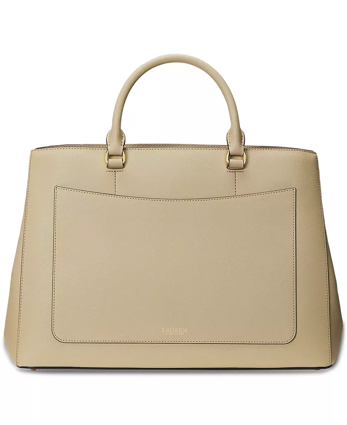 Lauren Ralph Lauren Crosshatch Leather Large Hanna Satchel Handbags Purses & Accessories
