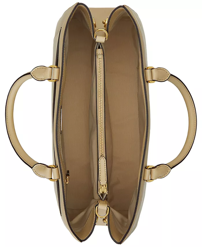 Lauren Ralph Lauren Crosshatch Leather Large Hanna Satchel Handbags Purses & Accessories