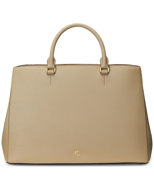 Lauren Ralph Lauren Crosshatch Leather Large Hanna Satchel Handbags Purses & Accessories