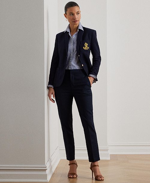 Lauren Ralph Lauren Double-Faced Stretch Cotton Pant Women's Fashion Shoes & Accessories