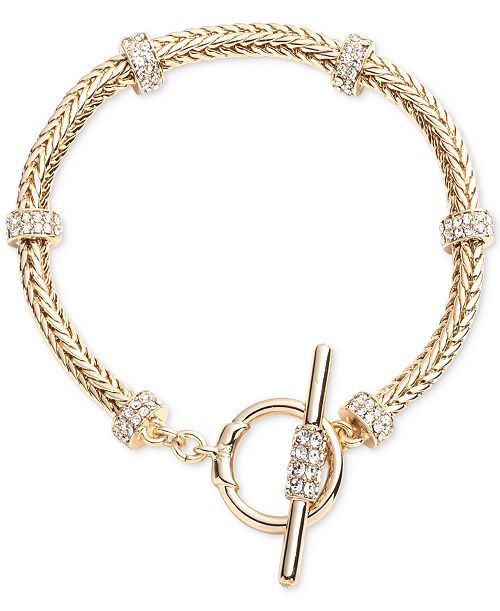 Lauren Ralph Lauren Gold-Tone Crystal Roundell Flex Bracelet Jewelry & Watches
