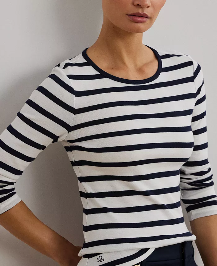 Lauren Ralph Lauren Long-Sleeve Stretch T-Shirt Women's Fashion Shoes & Accessories
