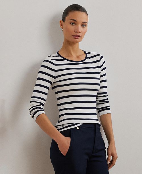Lauren Ralph Lauren Long-Sleeve Stretch T-Shirt Women's Fashion Shoes & Accessories