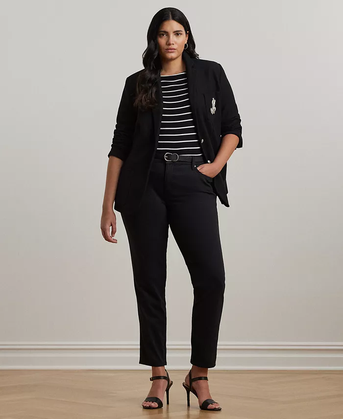 Lauren Ralph Lauren Plus Size Striped Cotton Boatneck T-Shirt Women's Fashion Shoes & Accessories