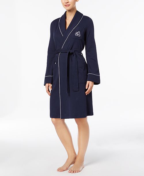 Lauren Ralph Lauren Quilted Shawl Collar Short Robe Women's Fashion Shoes & Accessories