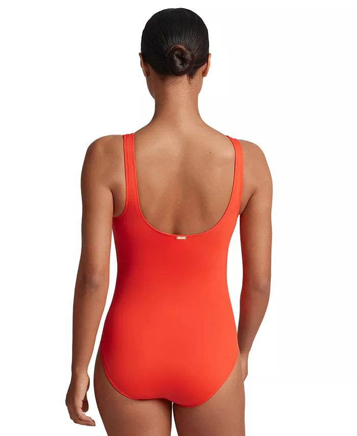 Lauren Ralph Lauren Ring Over The Shoulder Tummy Control One Piece Swimsuit Women's Fashion Shoes & Accessories
