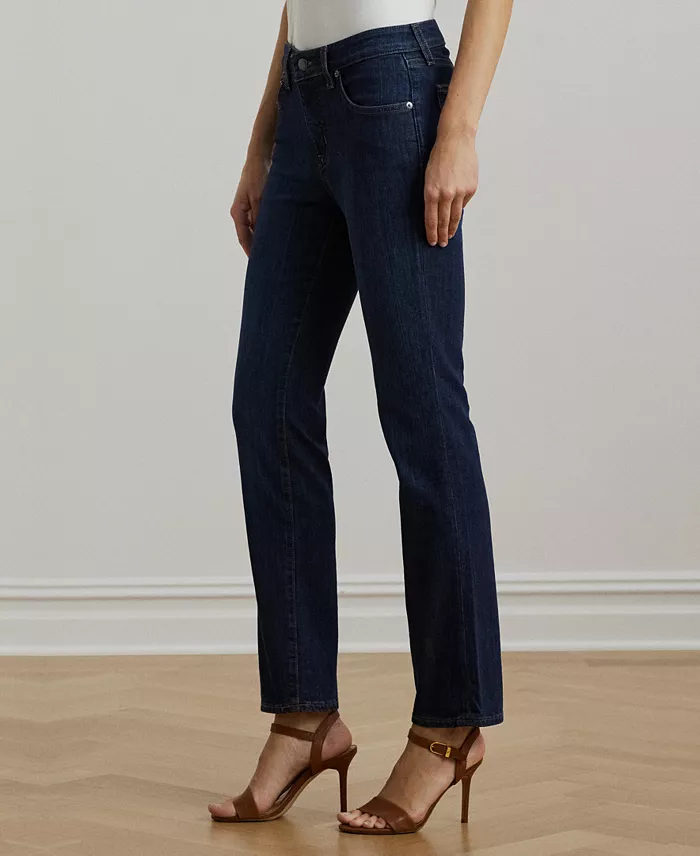 Lauren Ralph Lauren Super Stretch Premier Mid-Rise Straight Jeans Regular And Short Lengths Women's Fashion Shoes & Accessories