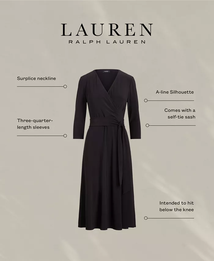 Lauren Ralph Lauren Surplice Jersey Dress Women's Fashion Shoes & Accessories