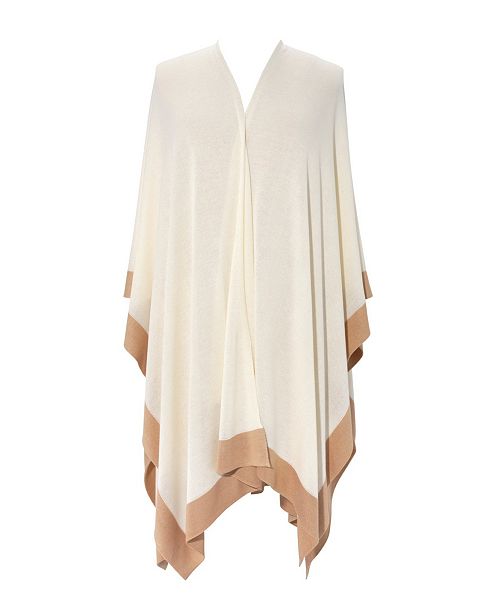 Lauren Ralph Lauren Tissue Lightweight Ruana with Border Women's Fashion Shoes & Accessories