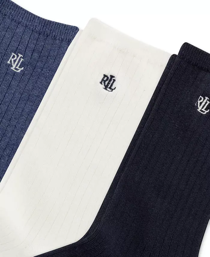 Lauren Ralph Lauren Women's 3-Pk. Classic Rib Trouser Socks Women's Fashion Shoes & Accessories