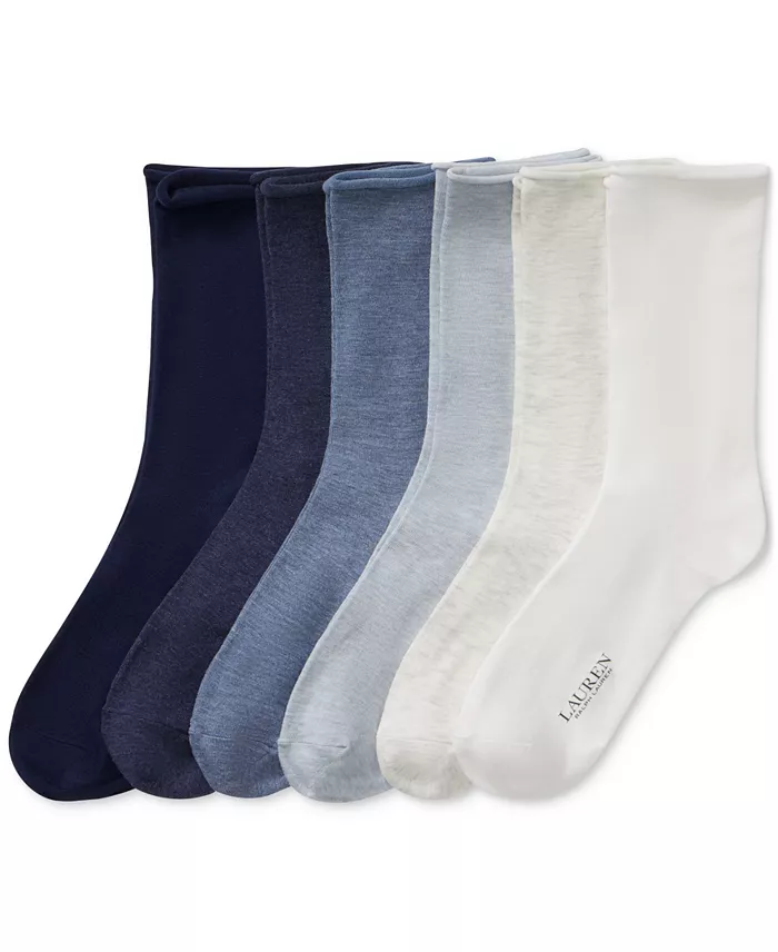 Lauren Ralph Lauren Women's 6 Pack Roll-Top Trouser Socks Women's Fashion Shoes & Accessories