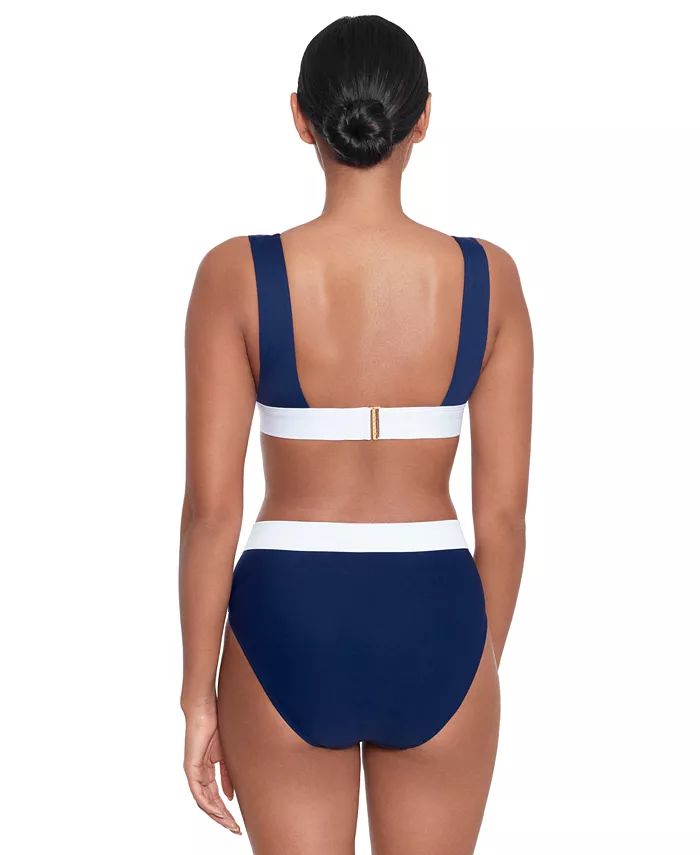 Lauren Ralph Lauren Women's Banded Modern V-Neck Bikini Top & High-Waisted Bikini Bottoms Women's Fashion Shoes & Accessories