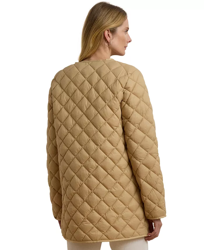 Lauren Ralph Lauren Women's Button-Front Collarless Coat Women's Fashion Shoes & Accessories