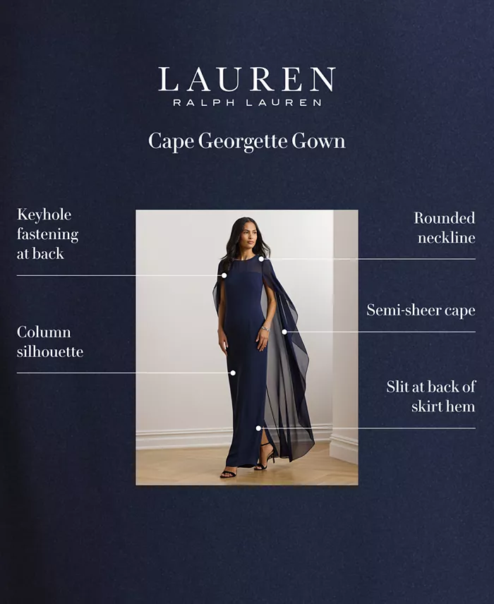 Lauren Ralph Lauren Women's Cape Georgette Gown Women's Fashion Shoes & Accessories