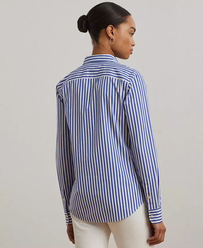 Lauren Ralph Lauren Women's Classic-Fit Striped Broadcloth Shirt Women's Fashion Shoes & Accessories