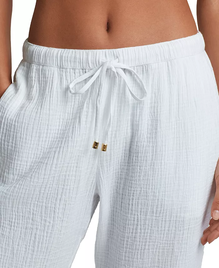 Lauren Ralph Lauren Women's Cotton Pull-On Cover-Up Pants Women's Fashion Shoes & Accessories