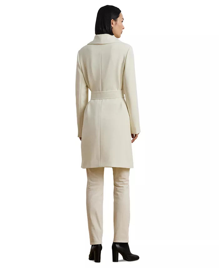 Lauren Ralph Lauren Women's Crepe Belted Wrap Coat Women's Fashion Shoes & Accessories