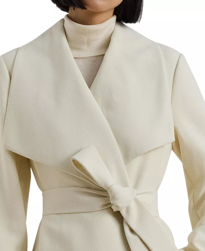 Lauren Ralph Lauren Women's Crepe Belted Wrap Coat Women's Fashion Shoes & Accessories