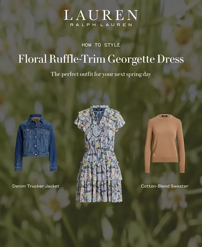 Lauren Ralph Lauren Women's Denim Trucker Jacket Regular & Petite Women's Fashion Shoes & Accessories