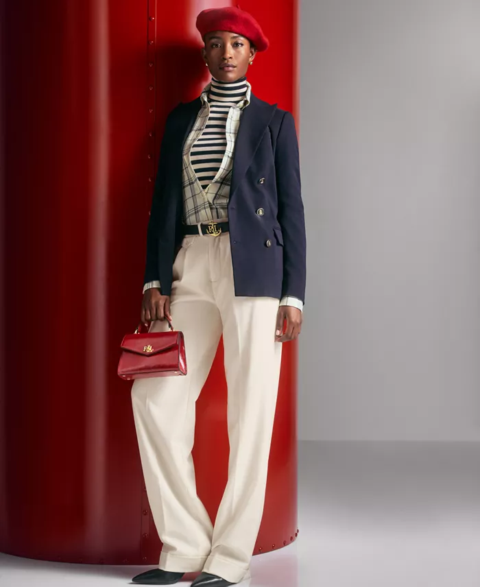 Lauren Ralph Lauren Women's Double-Breasted Wool Crepe Blazer Women's Fashion Shoes & Accessories