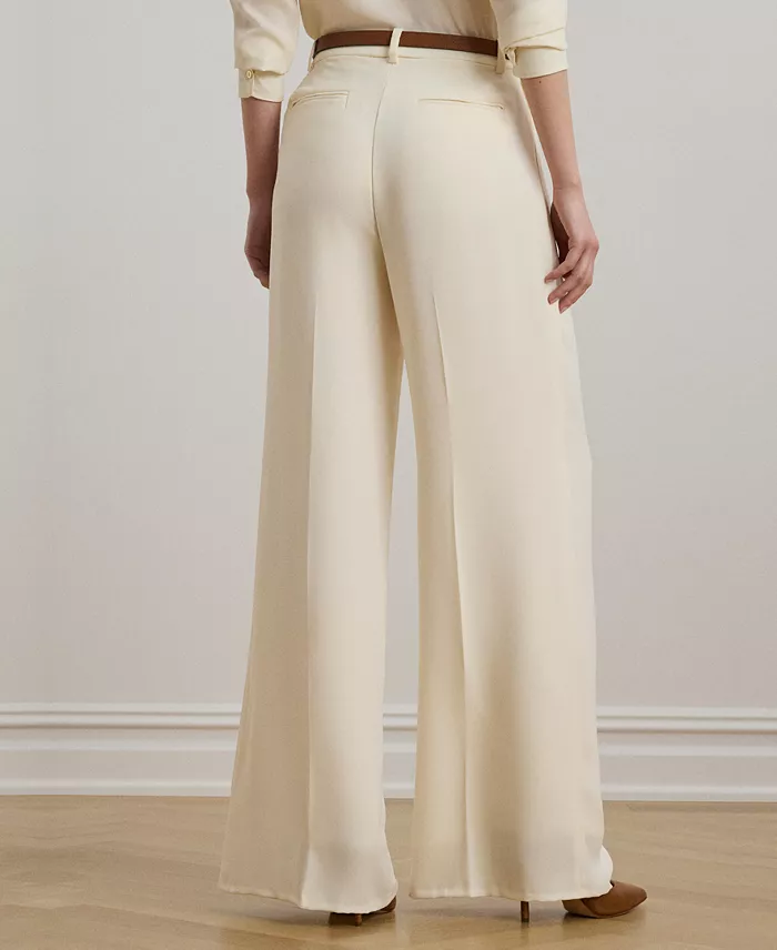 Lauren Ralph Lauren Women's Double-Faced Georgette Wide-Leg Pants Women's Fashion Shoes & Accessories
