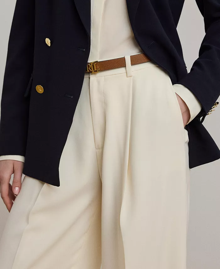 Lauren Ralph Lauren Women's Double-Faced Georgette Wide-Leg Pants Women's Fashion Shoes & Accessories