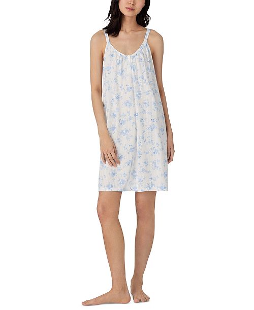 Lauren Ralph Lauren Women's Double-Strap V-Neck Short Nightgown Women's Fashion Shoes & Accessories