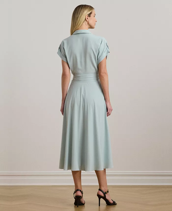 Lauren Ralph Lauren Women's Floral Belted Crepe Dress Women's Fashion Shoes & Accessories