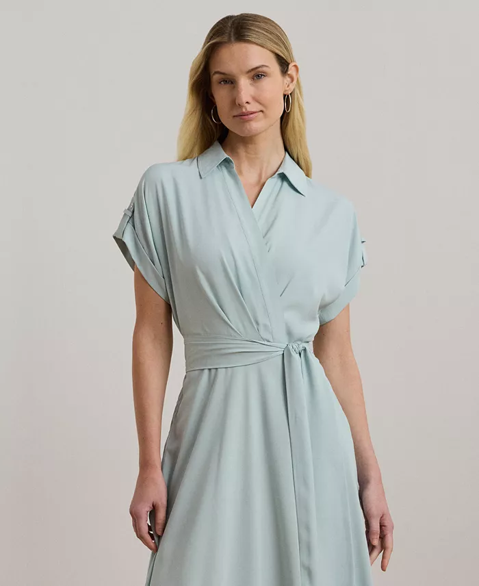 Lauren Ralph Lauren Women's Floral Belted Crepe Dress Women's Fashion Shoes & Accessories