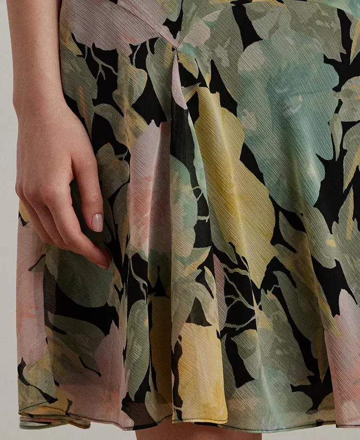 Lauren Ralph Lauren Women's Floral Crinkle Georgette Skirt Regular & Petite Women's Fashion Shoes & Accessories