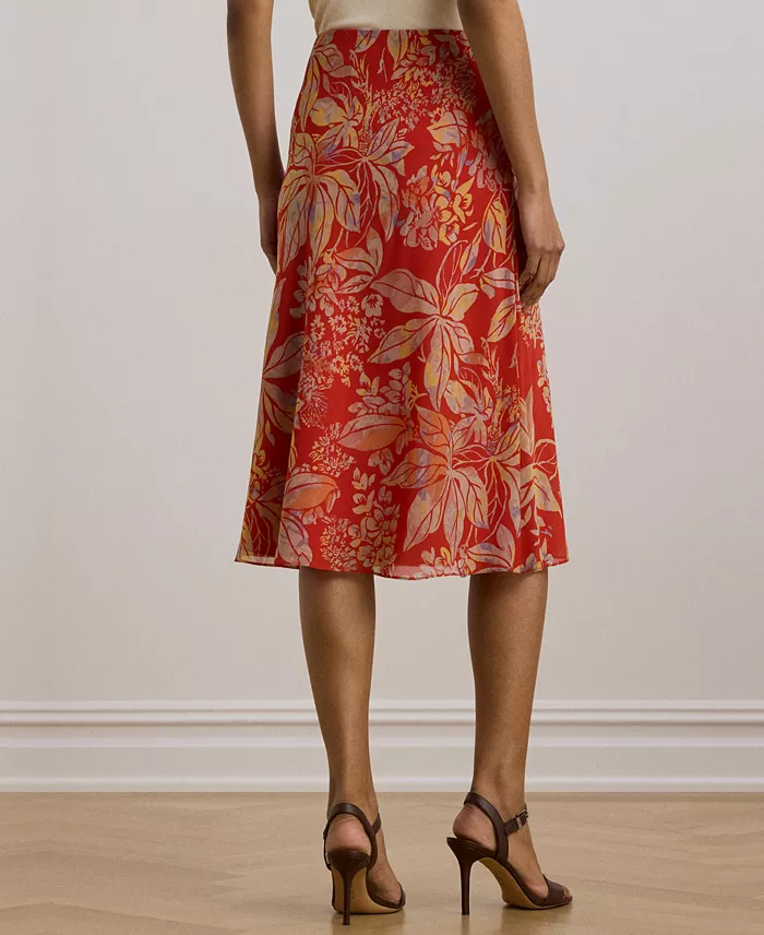 Lauren Ralph Lauren Women's Floral Crinkle Georgette Midi Skirt Women's Fashion Shoes & Accessories