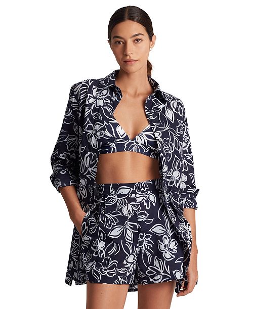 Lauren Ralph Lauren Women's Floral-Print Swim Cover-Up Set Women's Fashion Shoes & Accessories