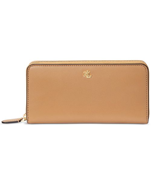 Lauren Ralph Lauren Women's Full-Grain Leather Large Zip Continental Wallet Handbags Purses & Accessories