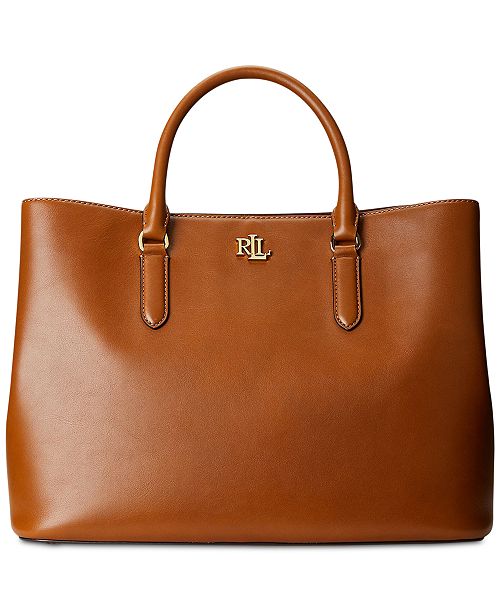 Lauren Ralph Lauren Women's Full-Grain Smooth Leather Large Marcy Satchel Handbags Purses & Accessories