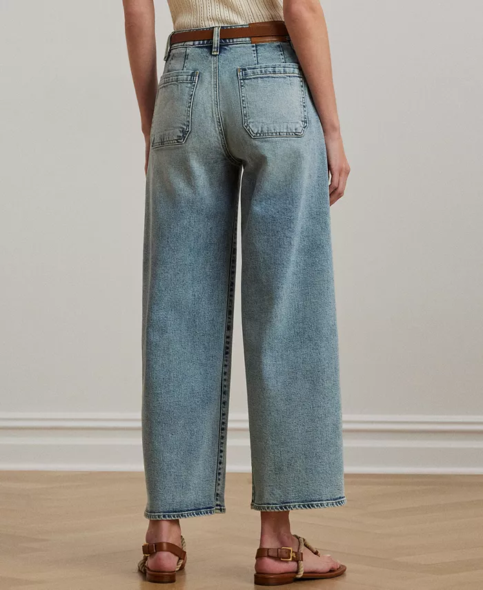 Lauren Ralph Lauren Women's High-Rise Wide-Leg Cropped Jeans Women's Fashion Shoes & Accessories