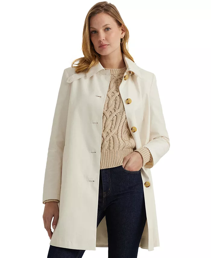Lauren Ralph Lauren Women's Hooded Raincoat Women's Fashion Shoes & Accessories